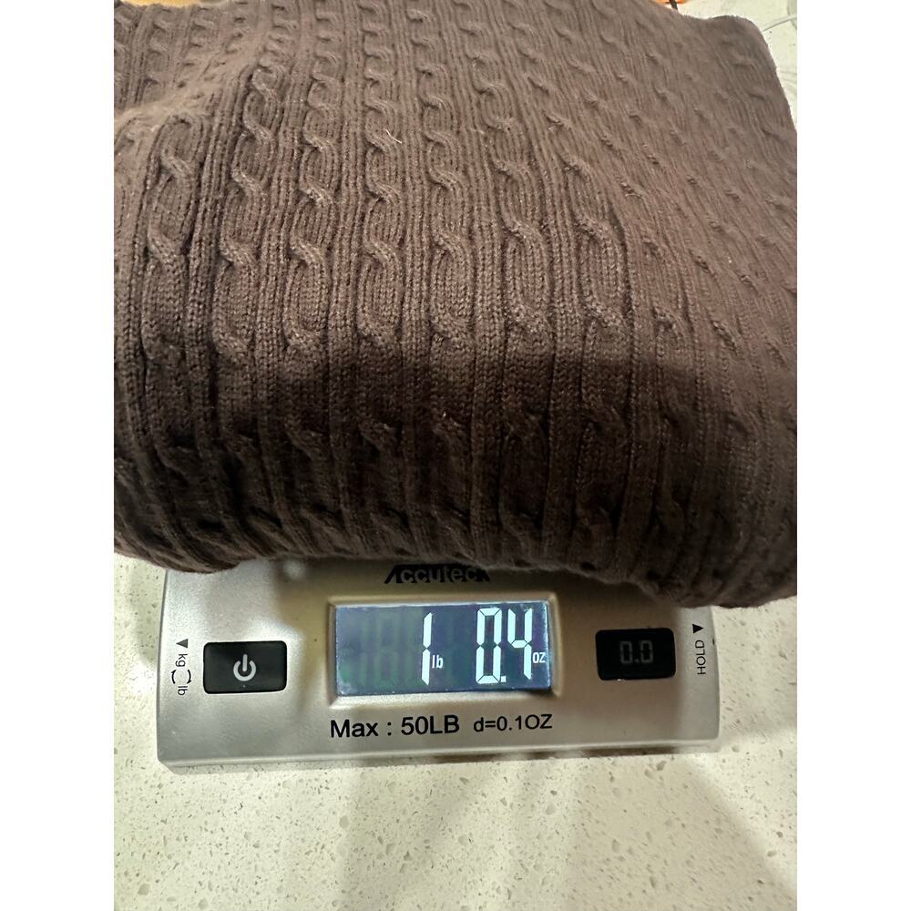 Lands End Women’s Sweater Pullover Cable Knit Cotton Brown XL 18-20 fall Casual - Picture 10 of 10